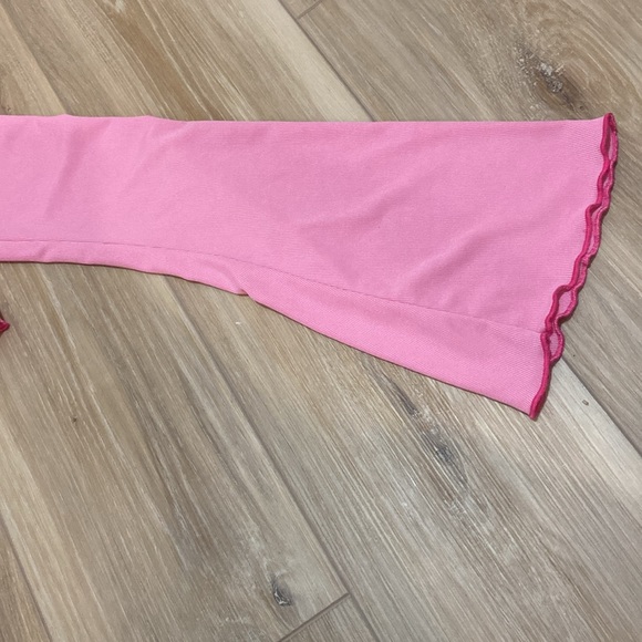 Pink shein ruffley long sleeve cropped shirt - Picture 3 of 6